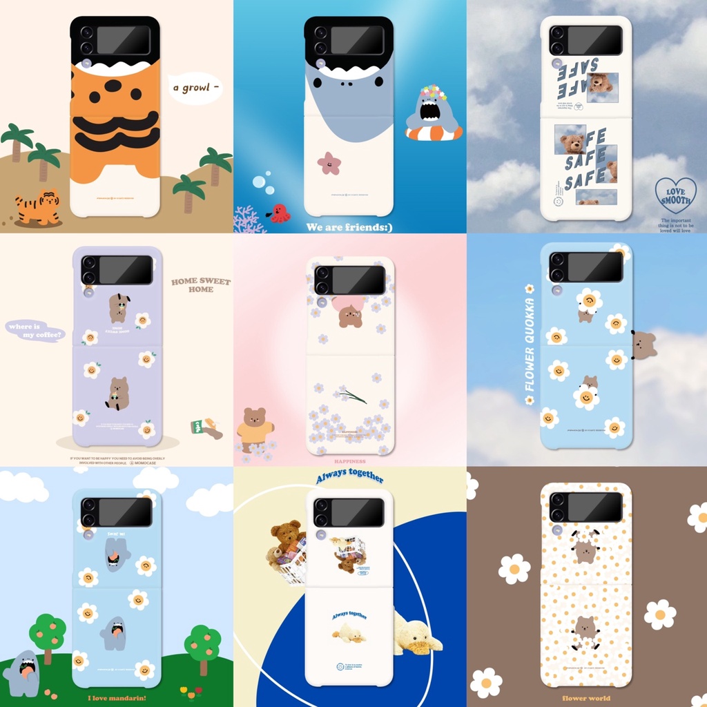 Ốp điện thoại polycarbonate Hàn Quốc dễ thương 16 thiết kế cho Samsung Galaxy Z Flip 4 ver.1