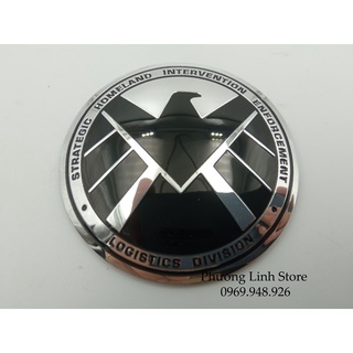 Decal dán tem dán xe logo Shield tròn 5.6 thân đen nền trắng