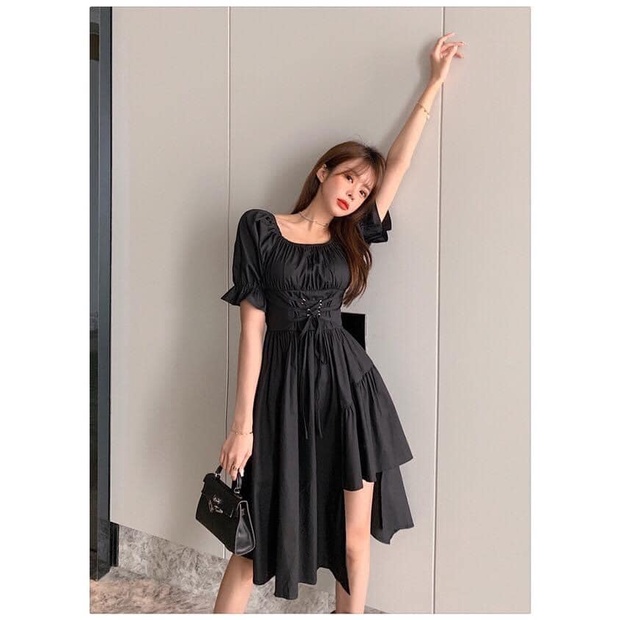 Váy đan dây lệch tầng - Váy đầm nữ cộc tay thiết kế hàn quốc freesize dáng lệch tầng lạ mắt cực xinh C332 | BigBuy360 - bigbuy360.vn