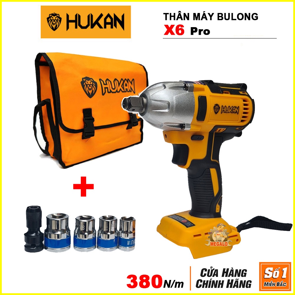 Thân siết bulong Hukan X6 Pro động cơ nguyên khối lực siết 380N/m, mở ốc xiết bulong bắt vít