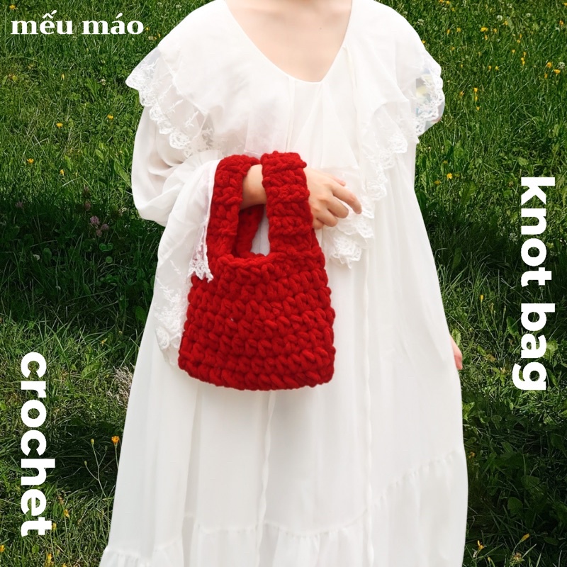 Túi len móc knot bag - crochet by Mếu máo