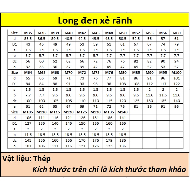 Long đen hãm trục M42-M85