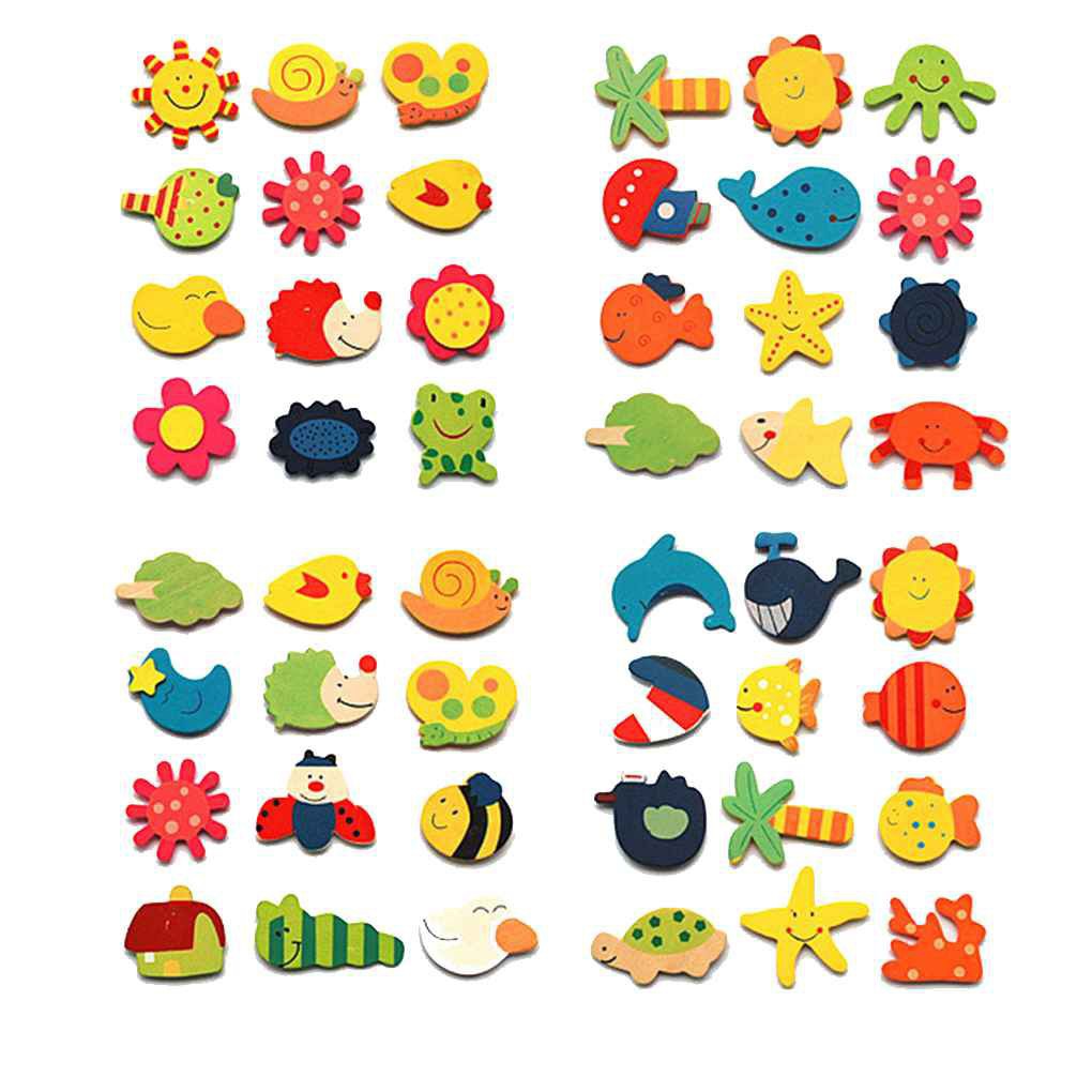 Set 12 miếng nam châm trang trí tủ lạnh hoạ tiết hình thú