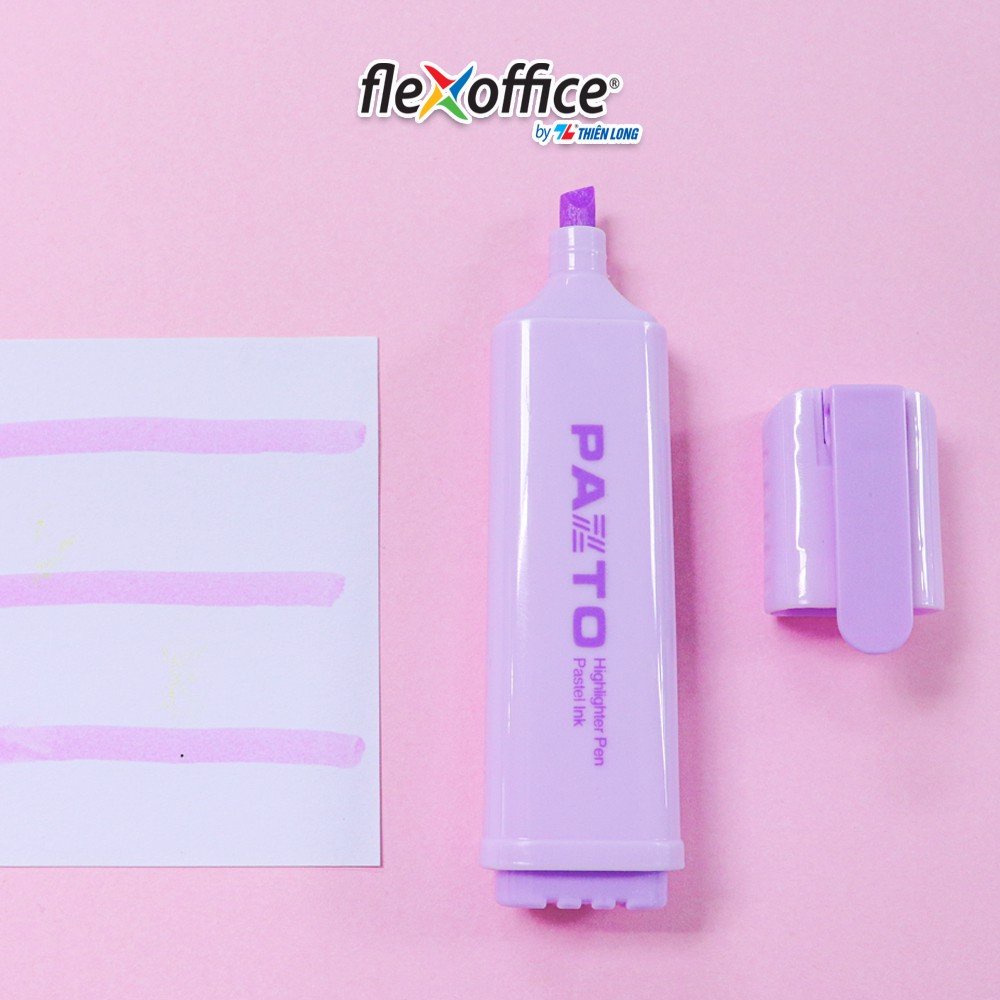 Combo 5 Bút dạ quang màu pastel thiên tong flexoffice pazto FO-HL009/VN - Bút rửa được - Không để lại vết khi Photocopy