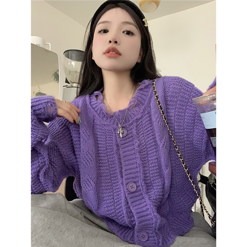 Áo Cardigan Dệt Kim Dáng Rộng Thời Trang Mùa Thu Cho Nữ