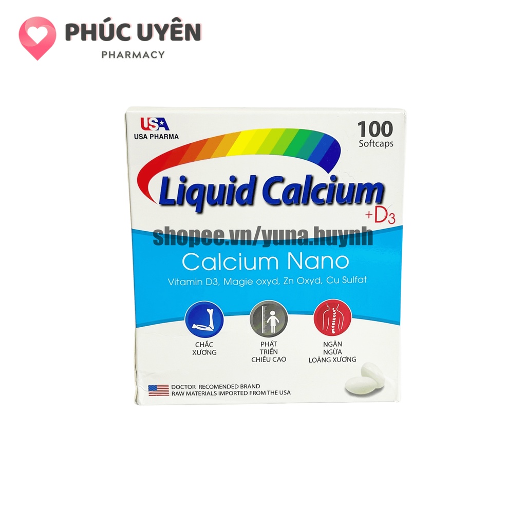 Viên uống ALCIUM NANO LIQUID bổ sung canxi, vitamin và các khoáng chất cần thiết – Hộp 100 viên ( vỈ )