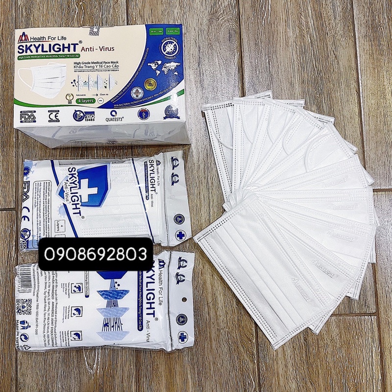 Khẩu trang y tế giấy kháng khuẩn 4 lớp hộp 50c SKYLIGHT