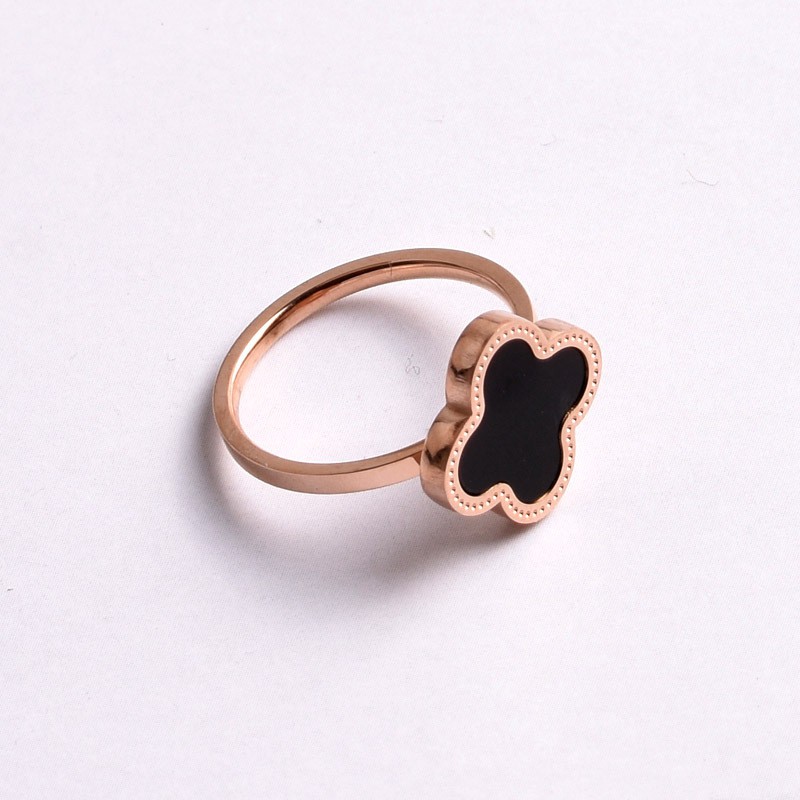 Nhẫn Thép Titan Cao Cấp Đính Đá Mã Não Đen Đơn Giản Thời Trang Dễ Phối Đồ Cho Nữ