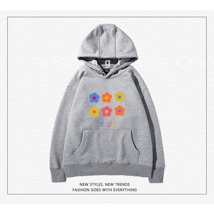 Áo Hoodie GYG Unisex Flowers Form Rộng Oversize Phong Cách Hàn Quốc