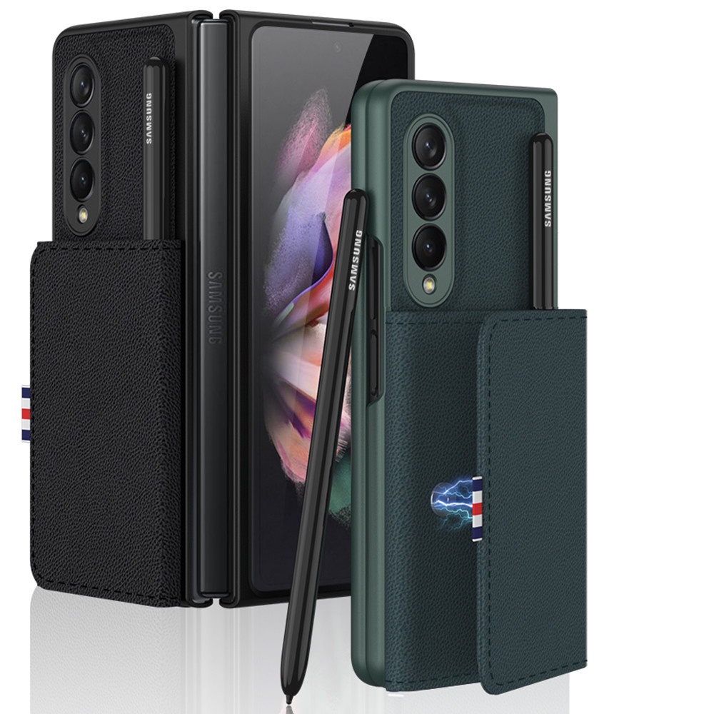 Bao Da Điện Thoại PU Dạng Ví Nắp Gập Từ Tính Có Ngăn Đựng Thẻ Và Giá Đỡ Cho Samsung Galaxy Z Fold 3 2021 3 5G