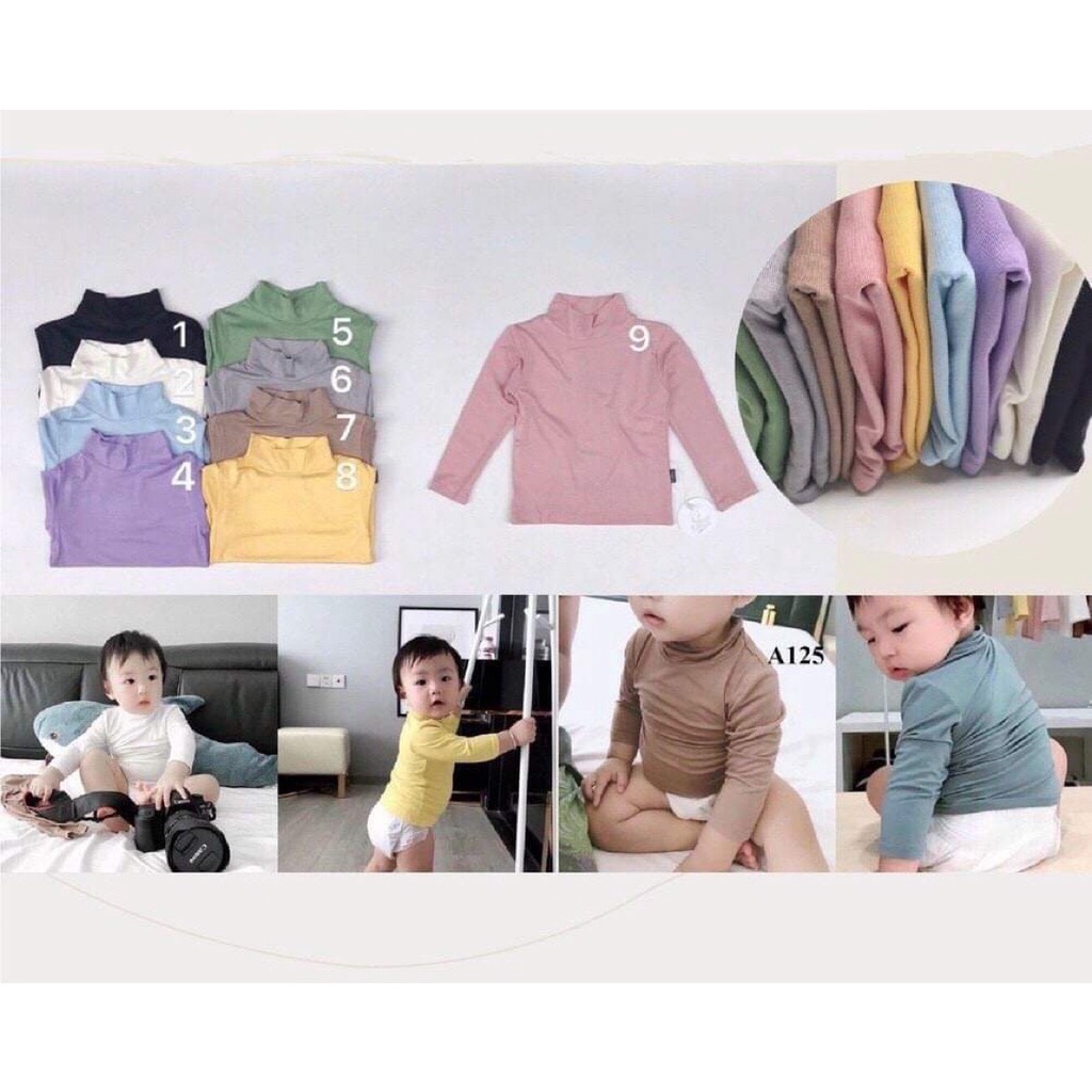 Áo Bún Giữ Nhiệt Cho Bé, Áo Cotton Thun Lạnh Cổ Cao Bé Trai Bé Gái (QATE17)