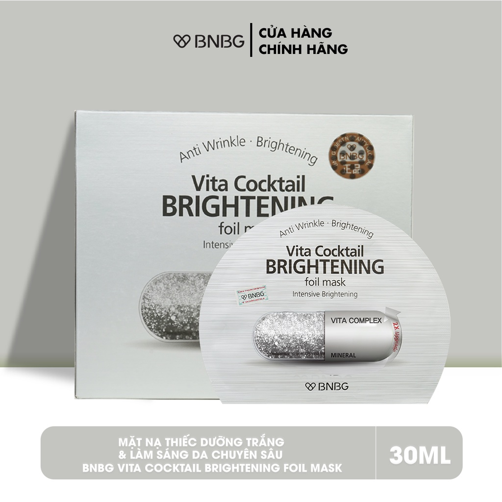 Combo 10 mặt nạ sáng da BNBG Vita Cocktail Brightening Foil Mask 30mlx10