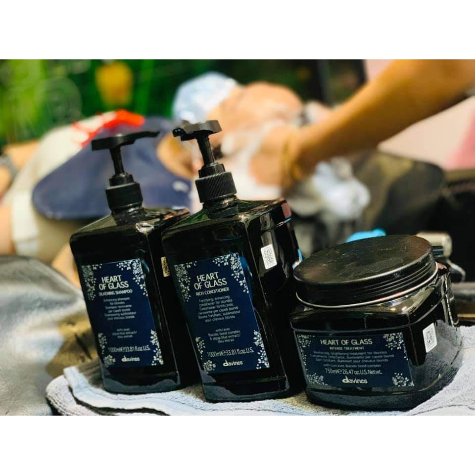 Dầu gội xả hấp Davines Heart Of Glass Silkening làm sạch tóc màu vàng sáng 250ml