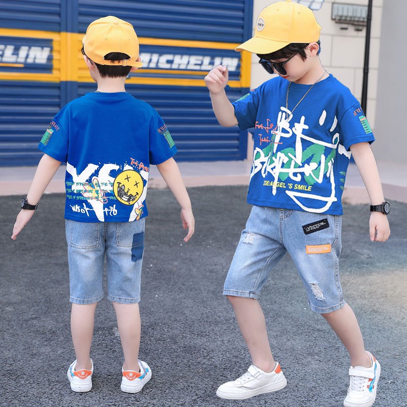 CT1622 - Set áo và quần jean ngắn bé trai hàng nhập - giá 290k