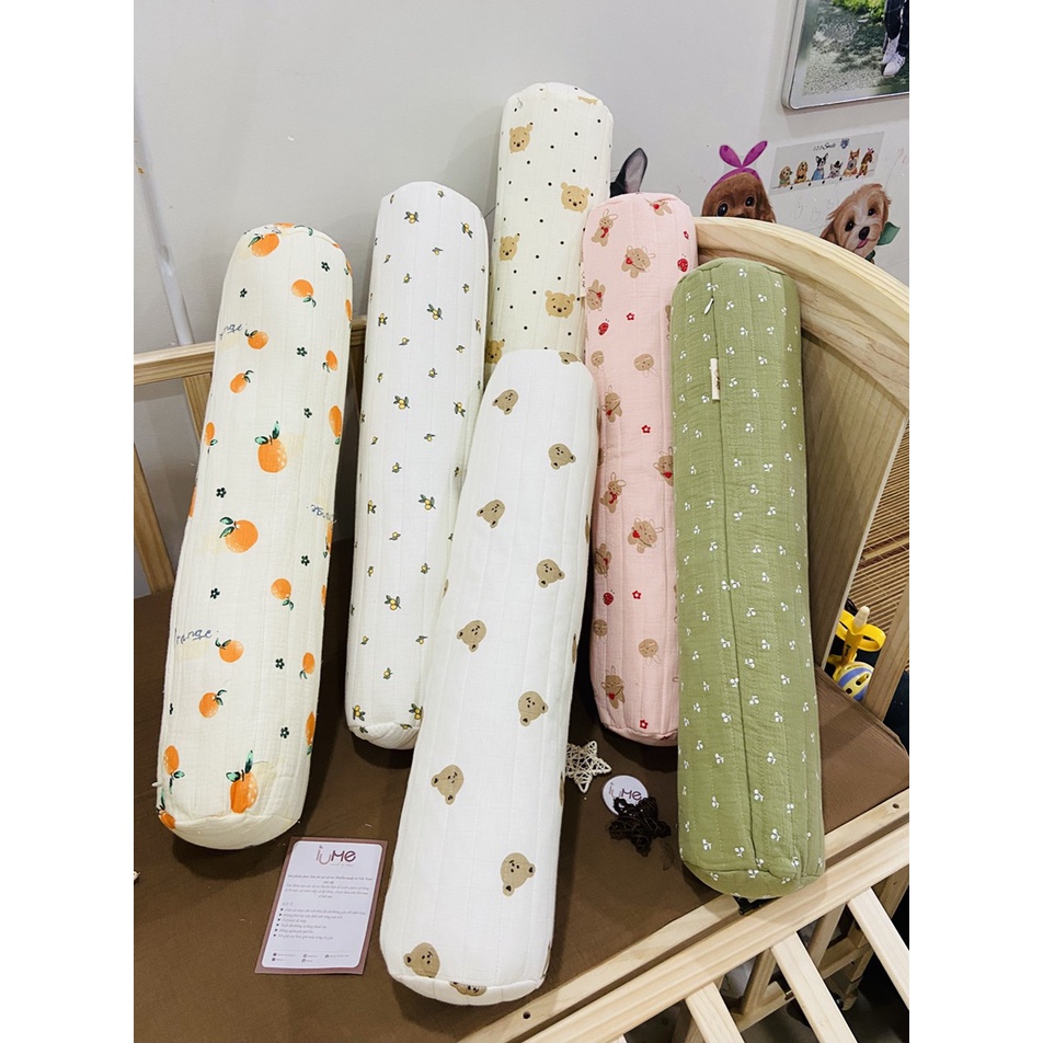 {Mẫu mới}Gối ôm cho bé từ sơ sinh, Gối ôm xô Muslin Organic 100% bông tự nhiên