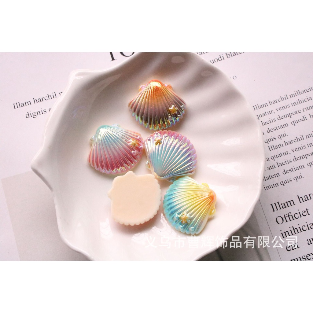 C129 - Charm slime/ Dụng Cụ Trang Trí Vỏ Sò Màu Cầu Vồng (2.8x2.5 cm)