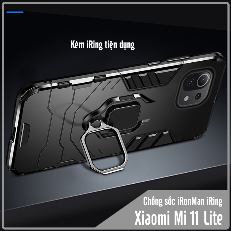 Ốp lưng cho Xiaomi Mi 11 Lite 4G - 5G - NE iRON MAN IRING Nhựa PC cứng viền dẻo chống sốc