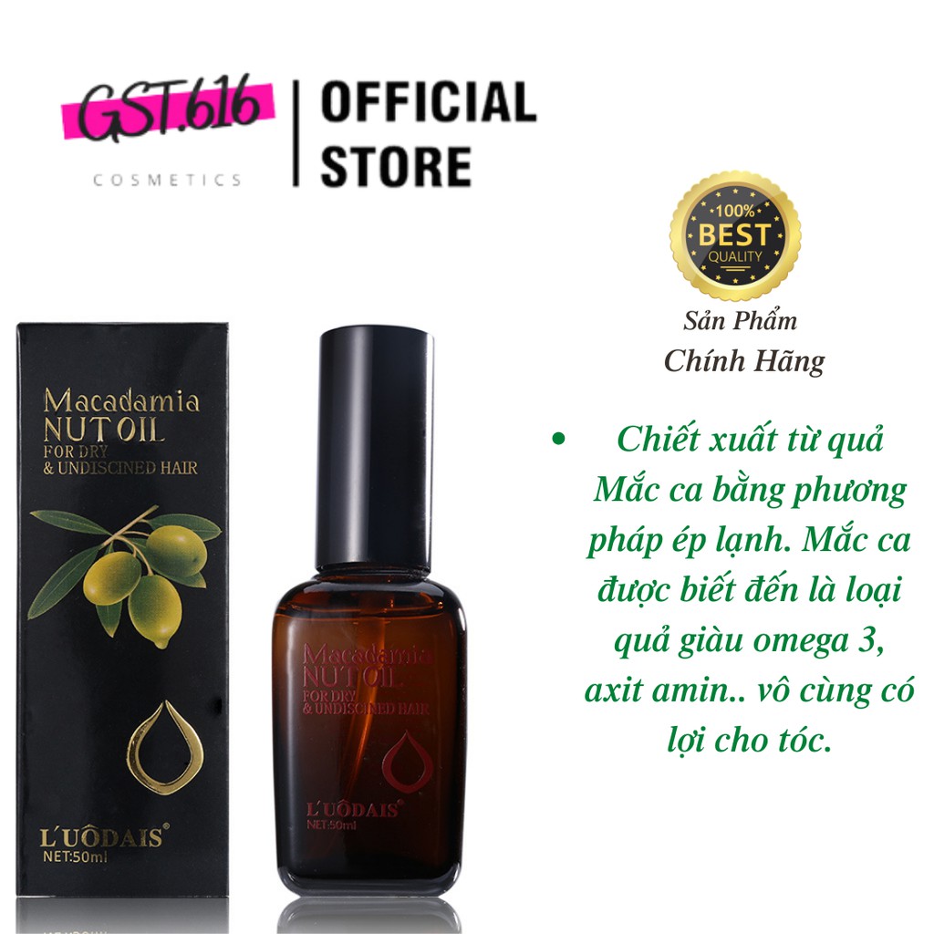 Tinh dầu dưỡng tóc Macadamia Nut Oil 50ml dầu oliu dưỡng tóc cho tóc khô xơ hư tổn