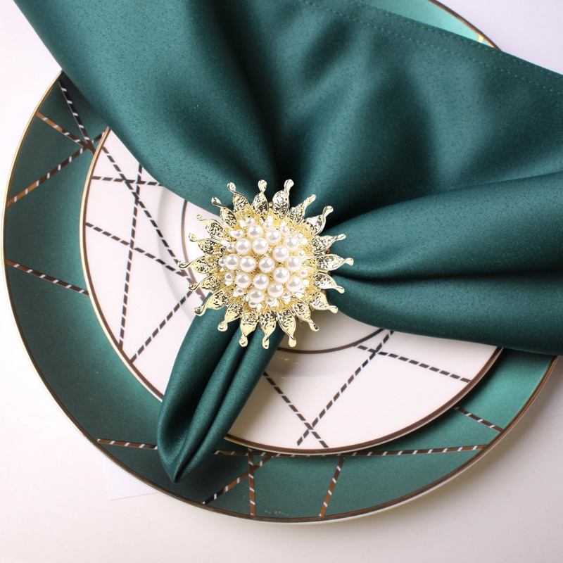 Bộ 6 Vòng Giữ Khăn Ăn Bằng Kim Loại Hình Hoa Hướng Dương Handmade Tiện Dụng