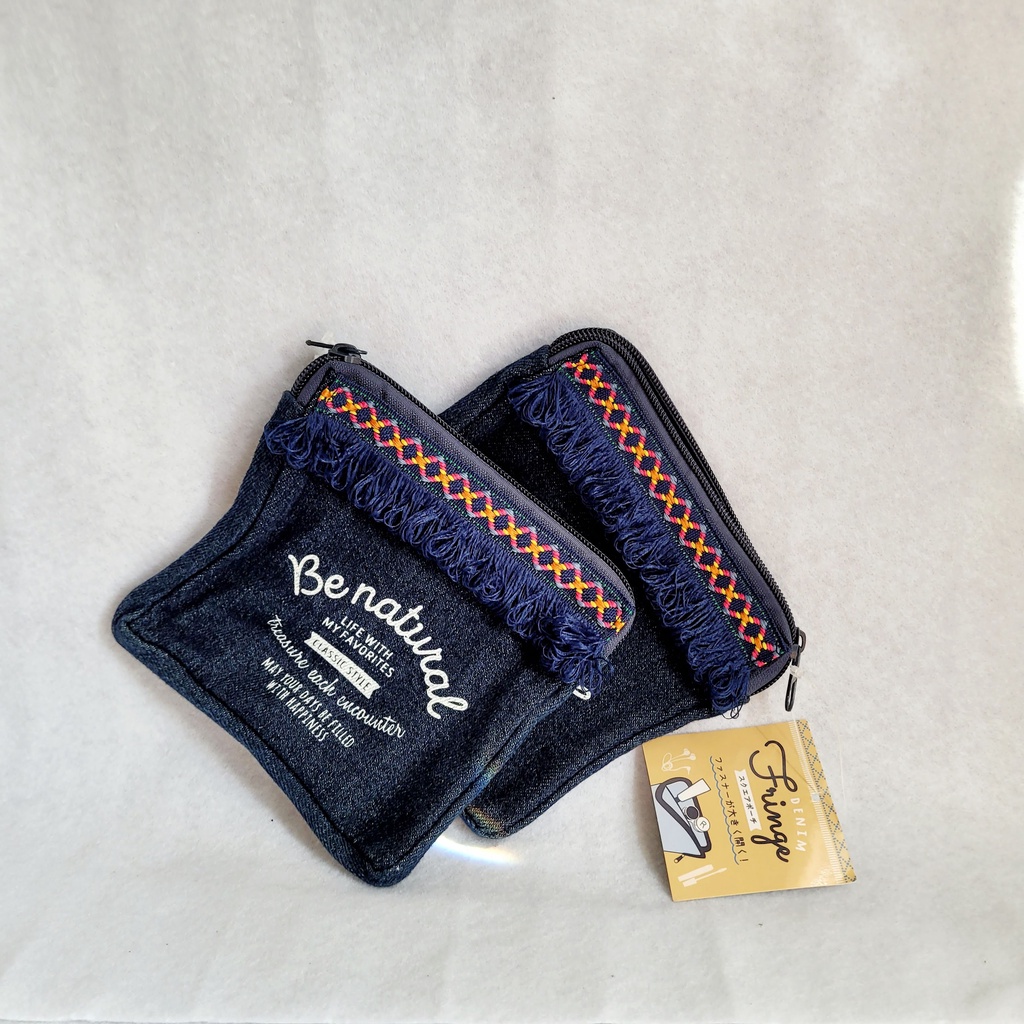 Túi đựng đồ trang điểm cá nhân vải jean hình vuông xinh xắn - Meiisan