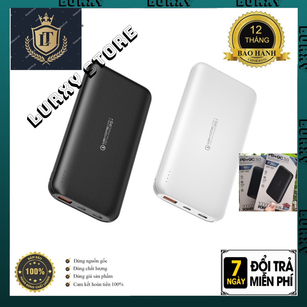 Sạc Pin Dự Phòng,Sạc Nhanh PD20W +QC3.0 WK WP187 -189 20000mAh ---