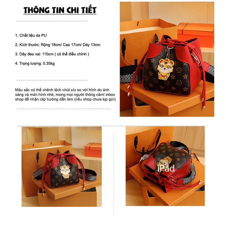 Túi Handmade Form Bucket, Túi Tự Đan Mẫu LV Thời Trang Chất Liệu Da Pu Cao Cấp Cho Nữ - EB65