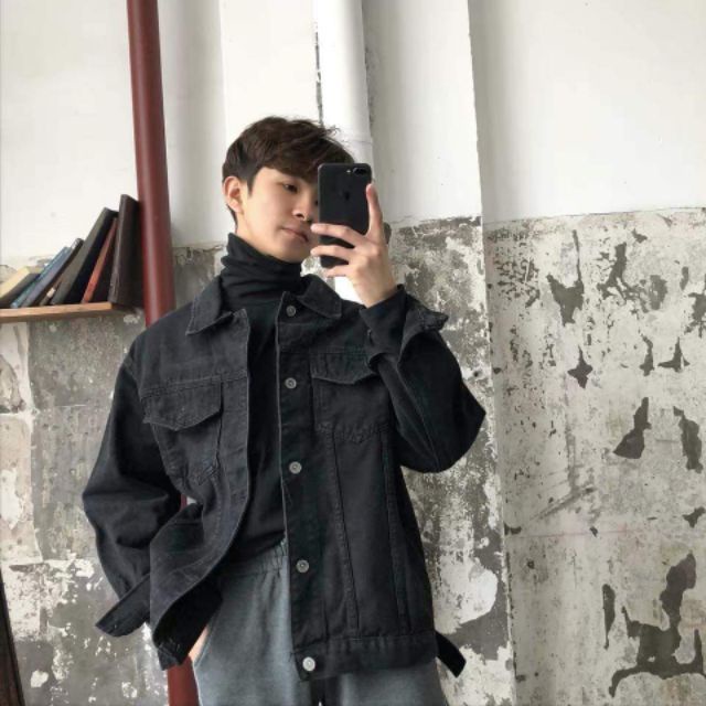 Áo khoác jean đen denim jacket form Unisex - Hàng mới về