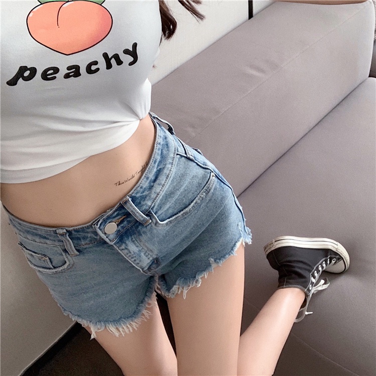 DUNEA Quần Đùi Denim Lưng Cao Thời Trang Cho Nữ