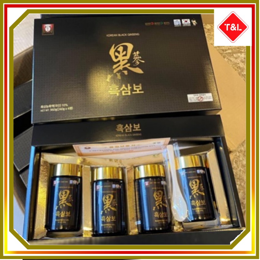 Cao Hắc Sâm DONGJIN Hàn Quốc Cô Đặc 100%, hộp 4 lọ x 240gr, Tăng đề kháng, Sức khỏe, Vitamin