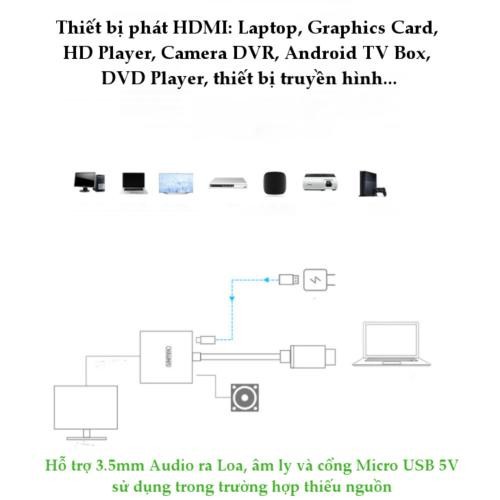Cáp Chuyển HDMI To VGA + Audio UNITEK Y-6333WH - Y-6333WH