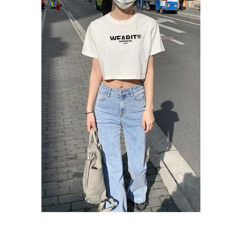 Áo croptop WEARIT nữ cotton thoáng mát croptop tay ngắn kiểu form rộng Northside boy