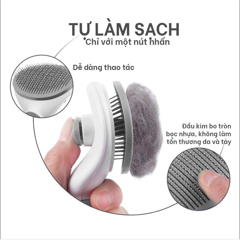Lược chải lông có nút bấm gỡ cho chó mèo