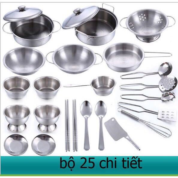 Bộ đồ chơi nấu ăn bằng inox 25 món inox