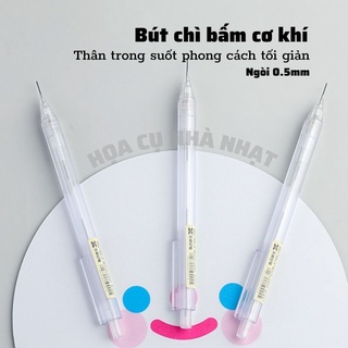 Bút chì bấm cơ khí thân trong suốt ngòi 0.5mm phong cách tối giản