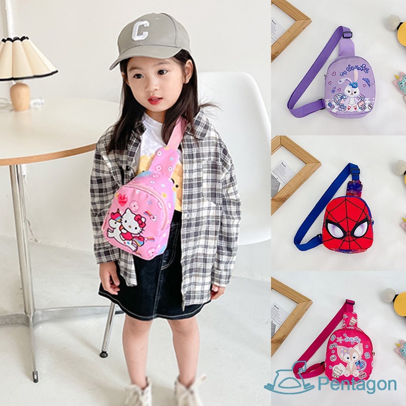 Túi Đeo Chéo Nhỏ Gọn Nhẹ In Họa Tiết Hoạt Hình Phong Cách Hàn Quốc Cho Bé