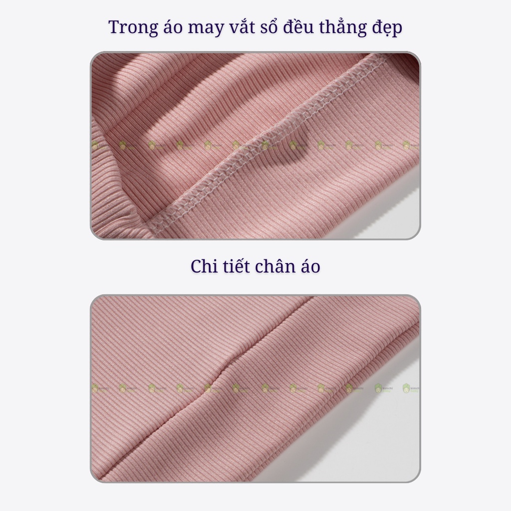 Bộ Dài Tay Len Gân Bé Gái, Bé Trai KIMCHIBABY Hoạ Tiết Tai Thú 3D Dễ Thương, Bộ Quần Áo Trẻ Em Thu Đông CKTD05