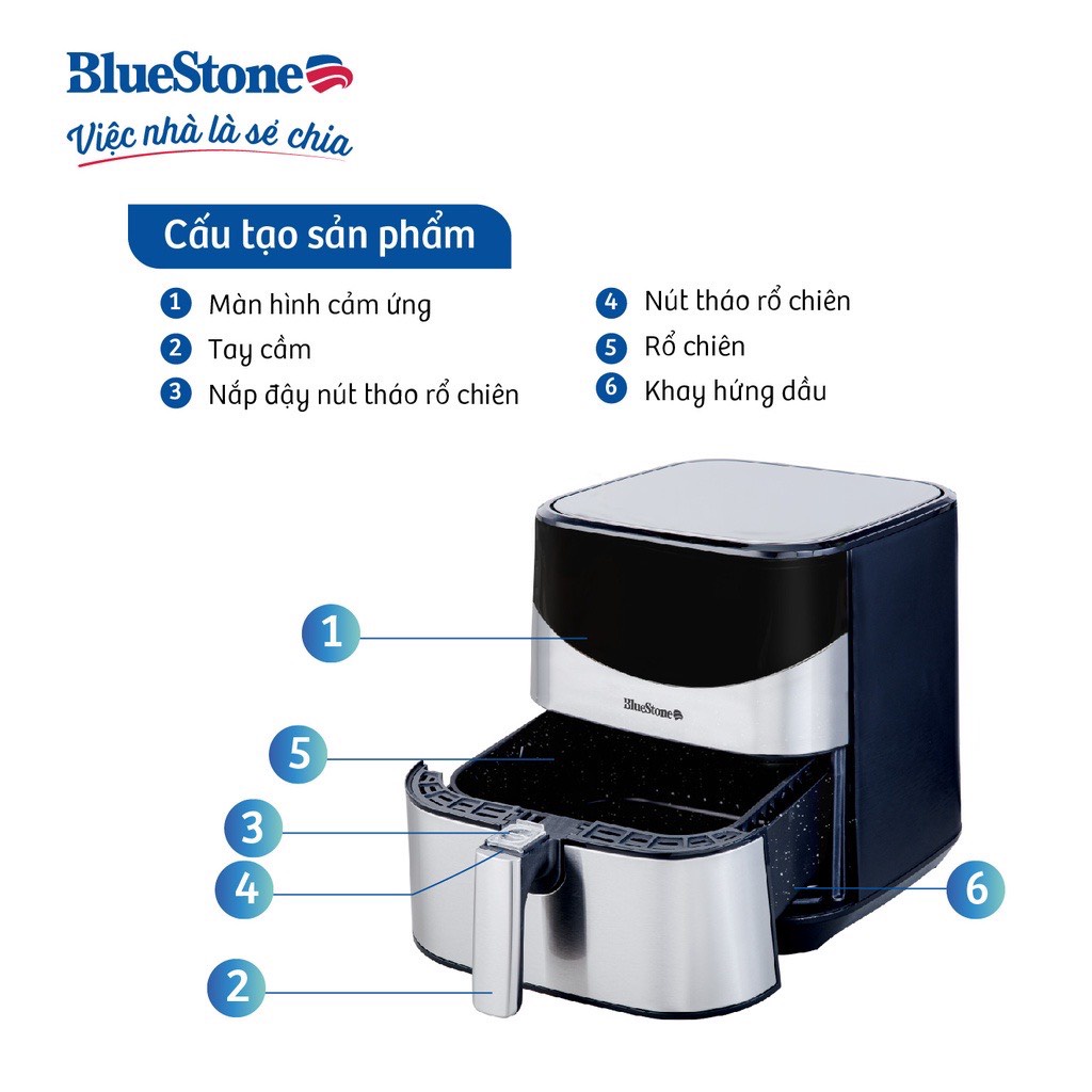 Nồi Chiên Không Dầu BlueStone AFB-5880  - Hàng chính hãng - Bảo hành 24 tháng