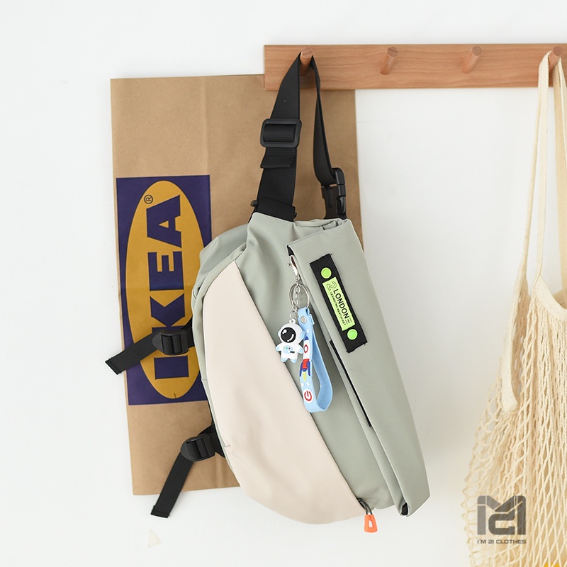Túi đeo chéo ngực unisex nam nữ da pu cao cấp cá tính sắc màu thời trang thể thao chống nước 31x21x13