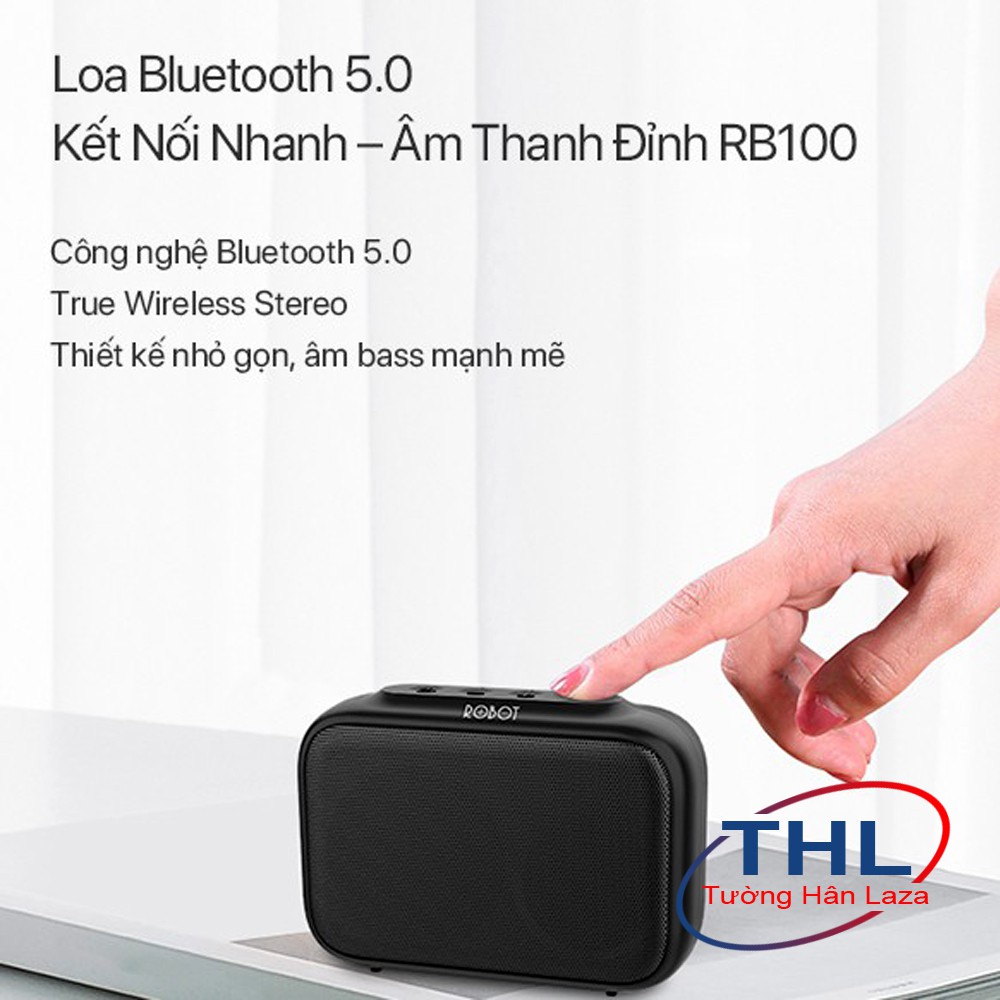 Loa Bluetooth Mini 5.0 ROBOT RB100 Hỗ trợ thẻ Micro SD & USB - Hàng chính hãng