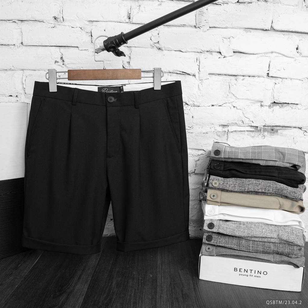 Quần short nam dáng âu Bentino chất tuypxi mịn đẹp, phong cách hàn quốc 23042