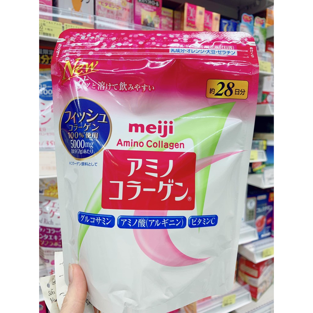 Bột uống bổ sung Collagen Meiji hồng/ vàng premium Nhật bản