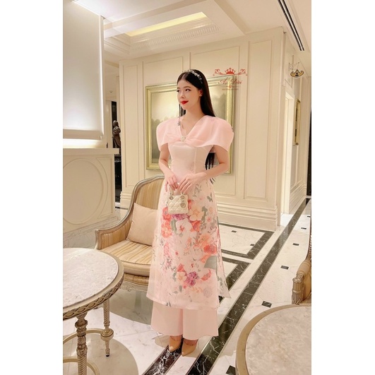 Áo dài cách tân Hồng Nhan màu hồng nhẹ nhàng áo dài thiết kế mẫu mới cho chị em đi chơi đi tiệc chụp ảnh xinh
