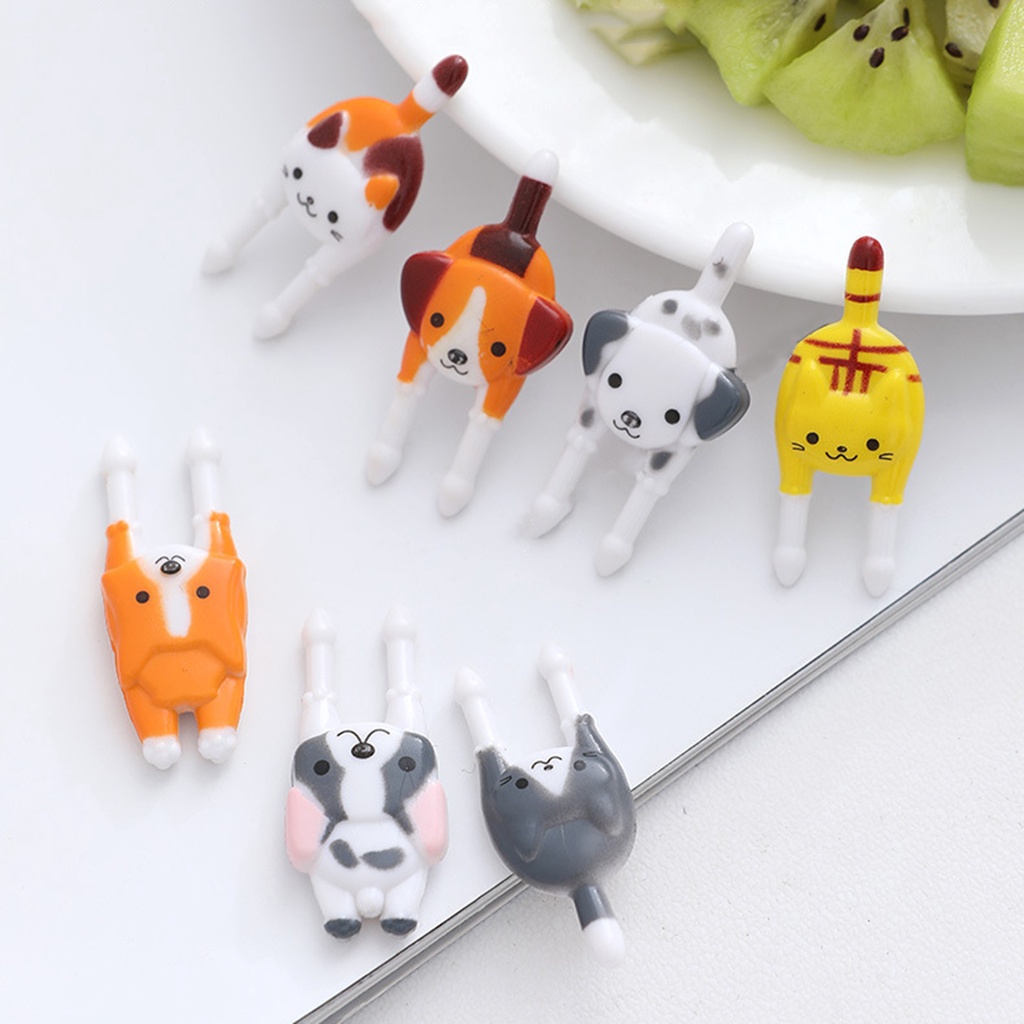 Set 7 Nĩa Ăn Trái Cây Hình Mèo Hoạt Hình Dễ Thương