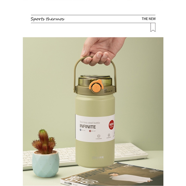 Bình Đựng Nước Cách Nhiệt Hai Lớp Dung Tích Lớn Có Ống Hút Cho Nam Và Nữ