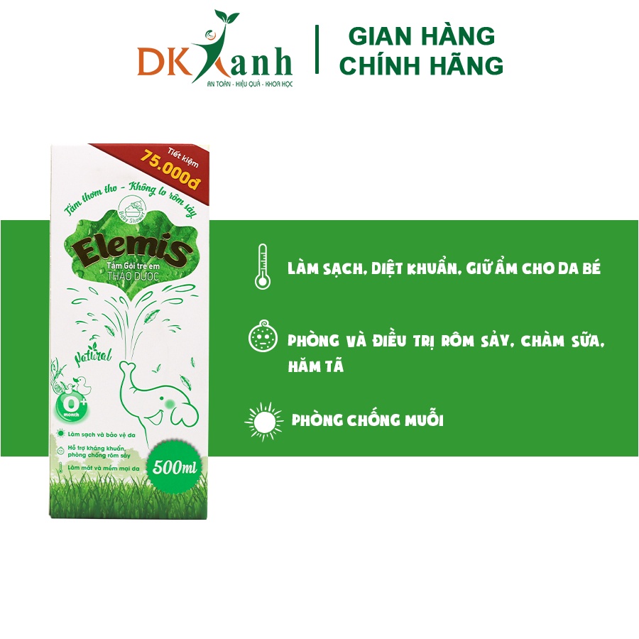 Chai to Nước tắm thảo dược Elemis 500ml - DK Pharma tặng hộp tăm bông V-cool