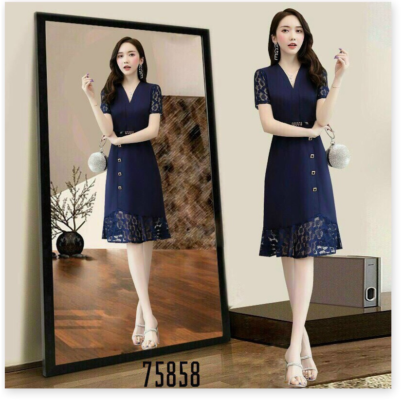 ĐẦM VOAN LỤA ÔM NỮ SIÊU XINH KÈM NỊT TÔN DÁNG CHO QUÝ CÔ KME FASHION