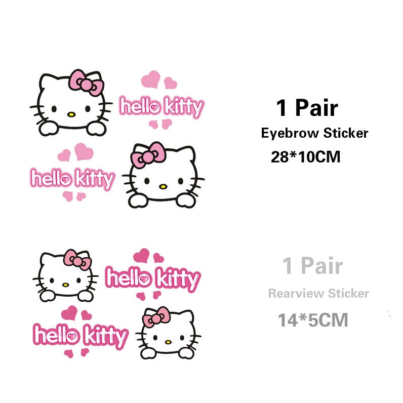 1 Cặp Sticker Hello Kitty Dán Kính Chiếu Hậu Xe Hơi