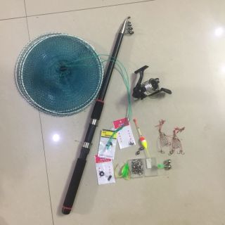 Bộ cần câu máy rút 2m7 và 3m tặng kèm phụ kiện