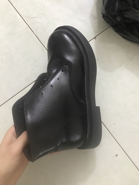 Giày cao cổ full đen da lì và da bóng | BigBuy360 - bigbuy360.vn