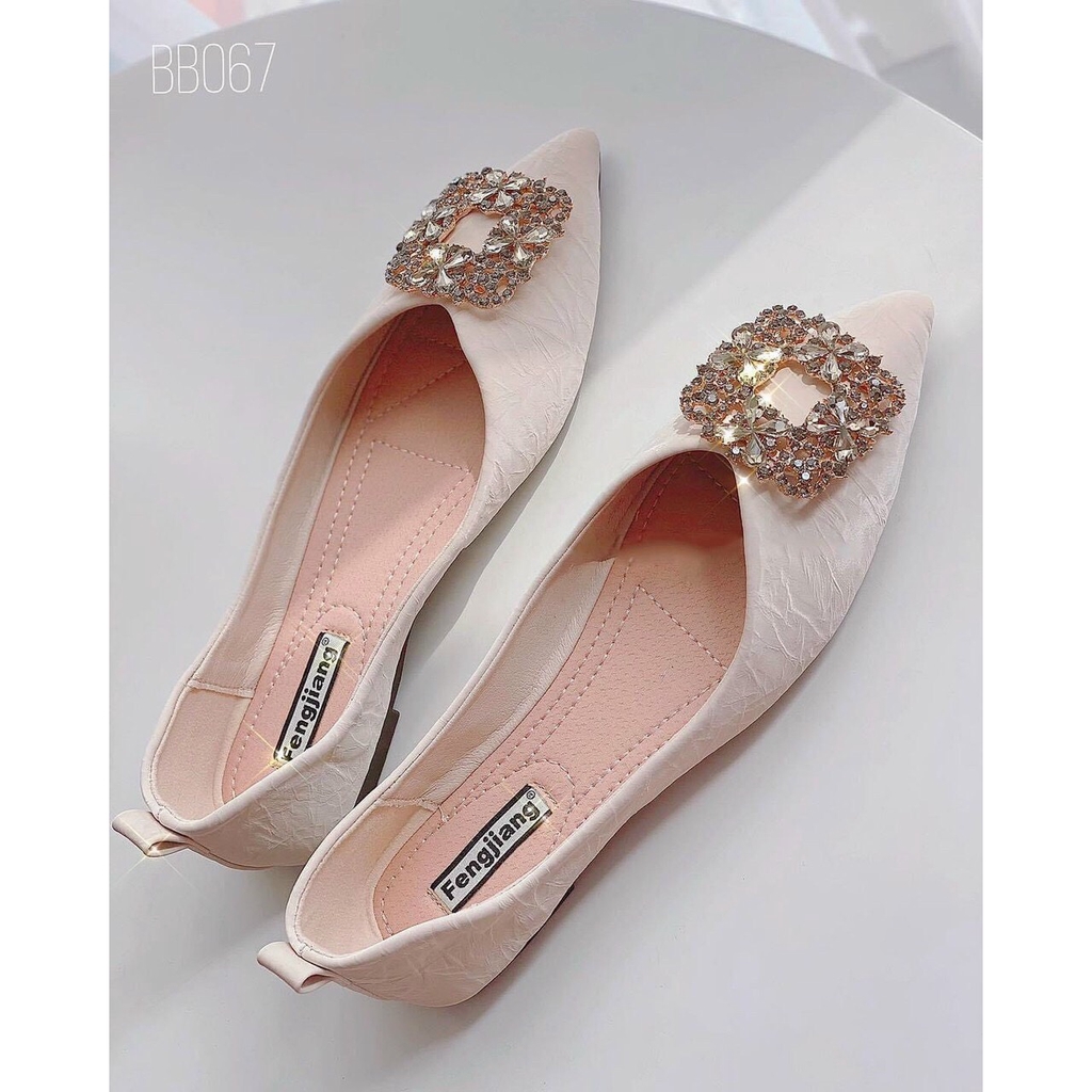 Giày búp bê nữ hoa đá da mềm êm chân | BigBuy360 - bigbuy360.vn